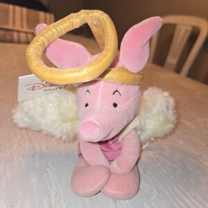 Disney Store Piglet Dreams W/ Wings Plush Angel - Pink with Gold Halo 8 Inch New